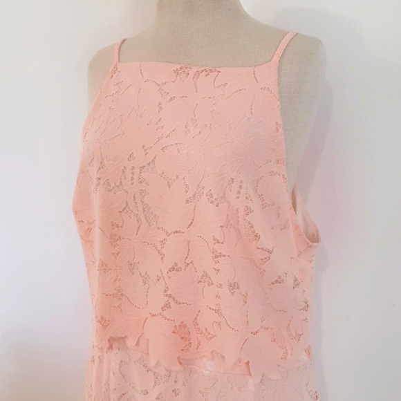 ASOS TALL NWT Size 18 Pastel Pink Lace Overlay Summer Dress - Picture 3 of 6